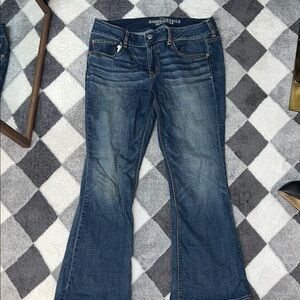 America. Eagle Women's Blue Flare Jeans